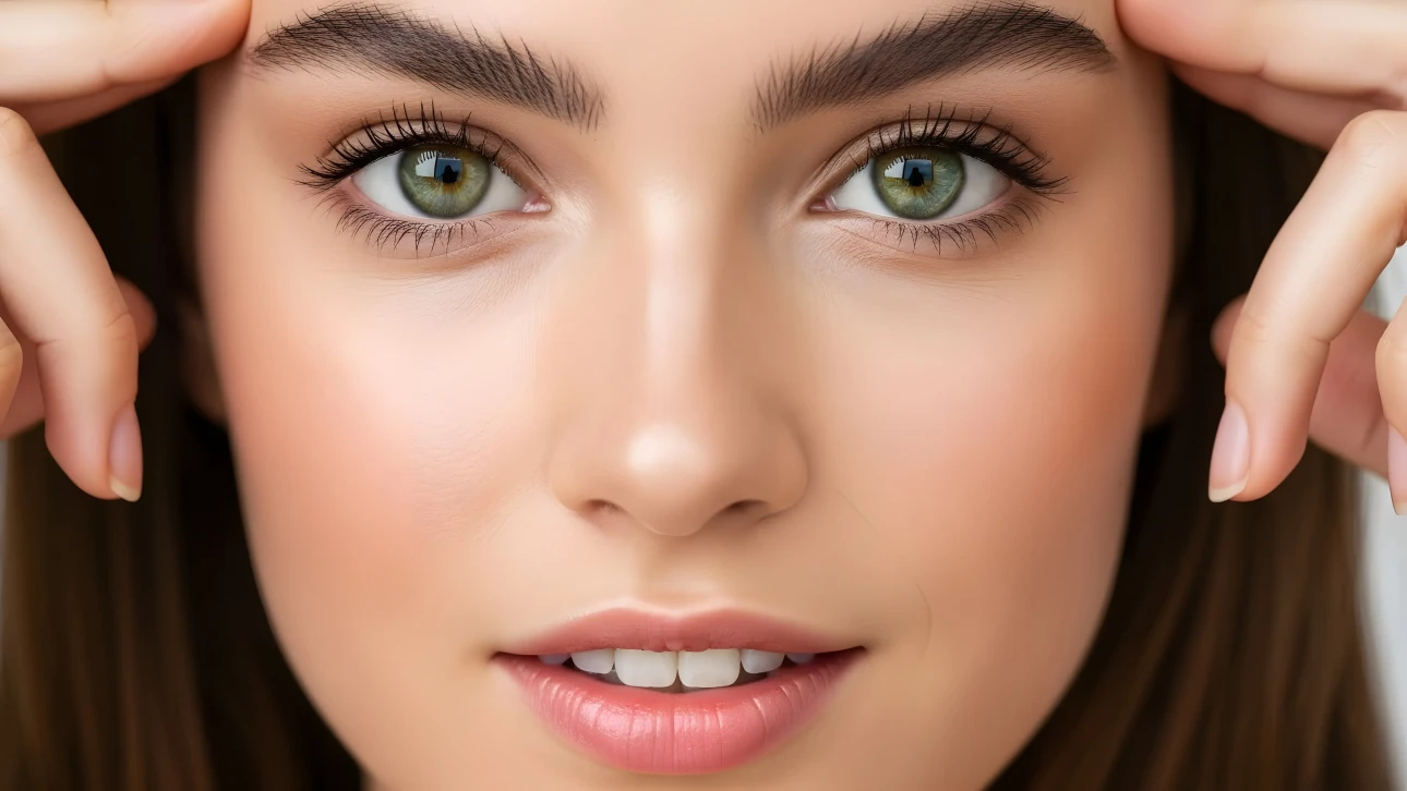 Enhance your designs with this close-up of a woman's face featuring striking green eyes. A premium design asset perfect for beauty and wellness projects.