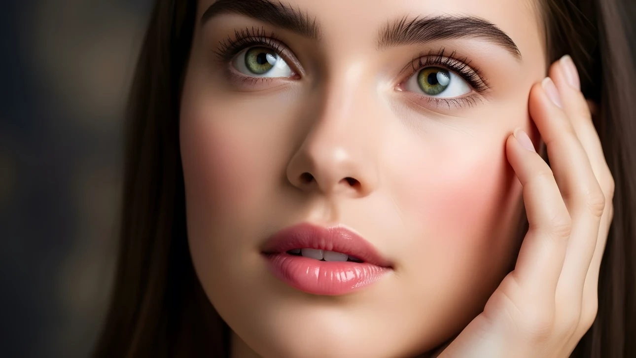 Enhance your designs with this portrait of a woman with captivating green eyes, perfect for beauty and skincare projects. Ready for high-resolution applications.