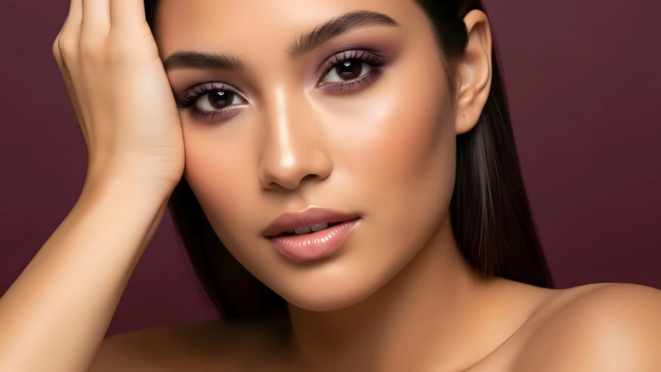 Elevate your designs with this portrait of a woman featuring professional makeup. Perfect for beauty campaigns and high-fashion editorials.