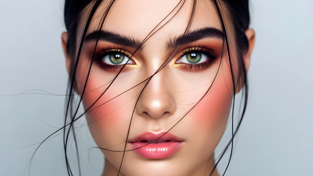 Elevate your designs with this striking face portrait. Perfect for beauty and fashion projects, this image offers a captivating aesthetic for high-impact visuals.
