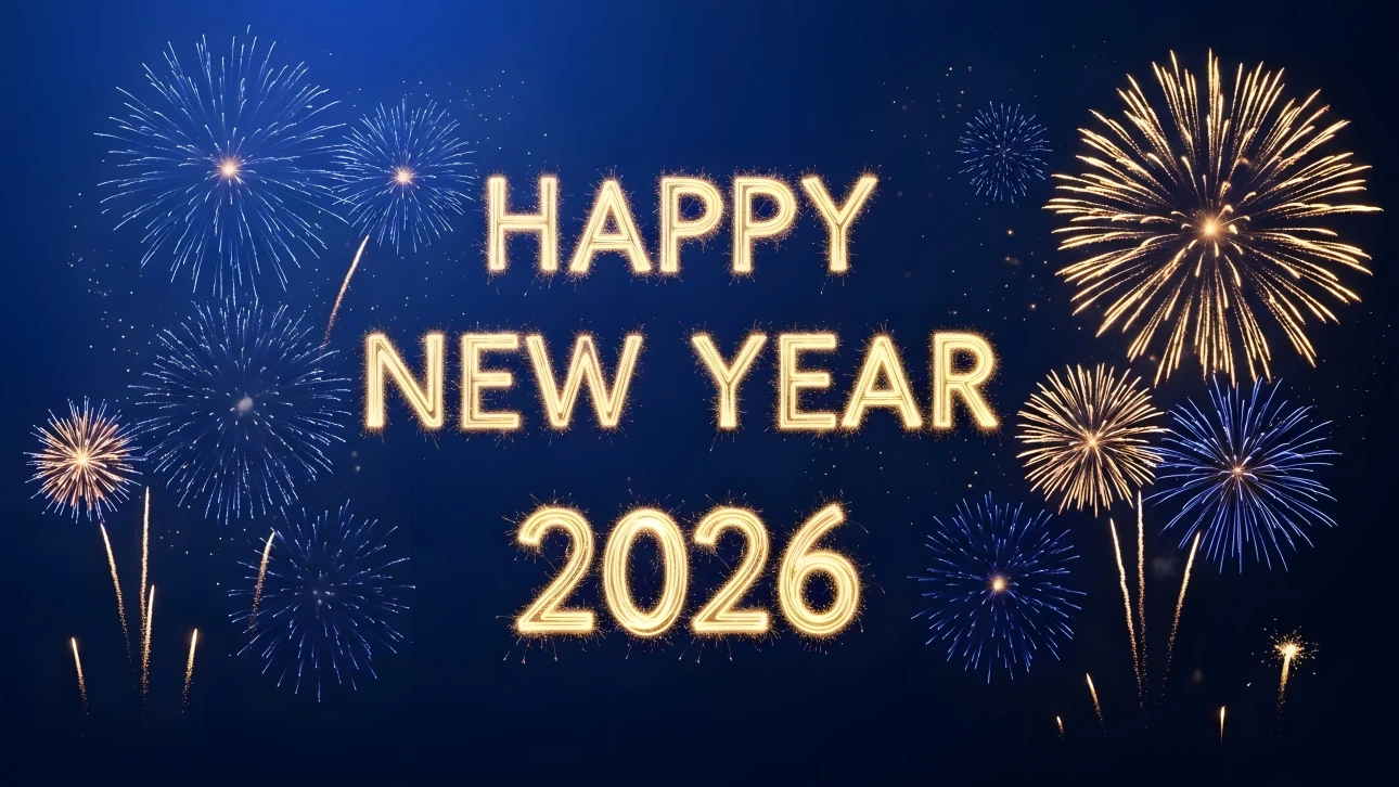 Elevate your designs with this vibrant 2026 New Year illustration featuring dazzling fireworks. Perfect for festive season promotions and digital greetings.