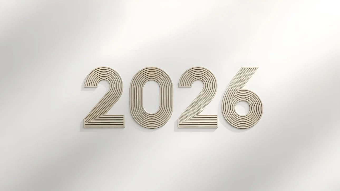 Visualize the year 2026 with this line art illustration. Perfect for minimalist designs and modern event promotions. Ready for commercial projects.
