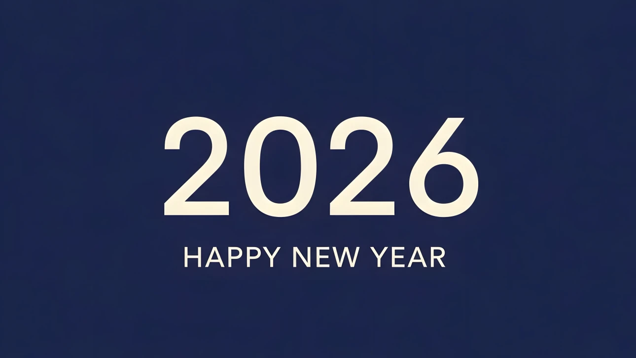 Elevate your New Year designs with this 2026 graphic, featuring a clean, modern aesthetic. Perfect for high-impact digital campaigns and sophisticated greetings.
