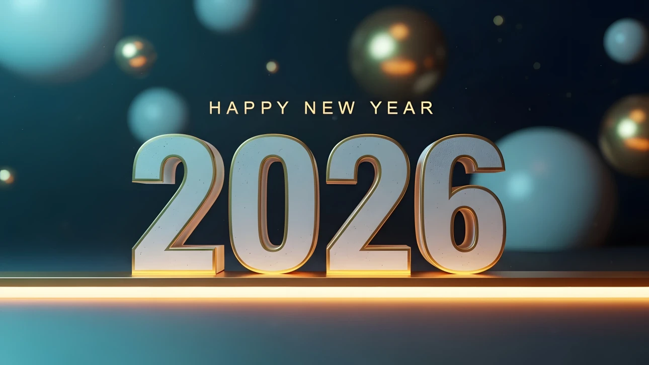 Elevate your New Year designs with this 2026 illustration featuring elegant gold accents. A premium design asset ready for instant commercial use.