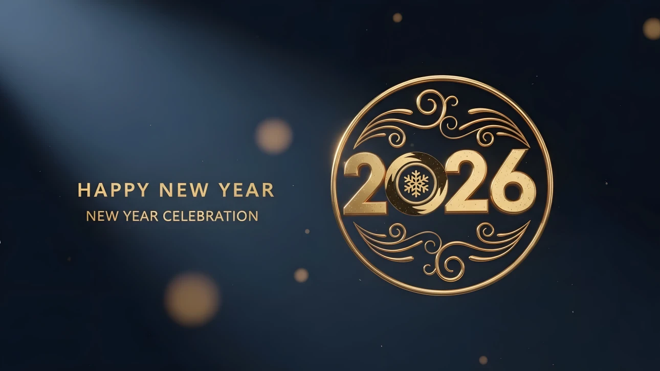 Elevate your New Year designs with this golden 2026 illustration featuring a snowflake. Premium design asset perfect for elegant holiday promotions.