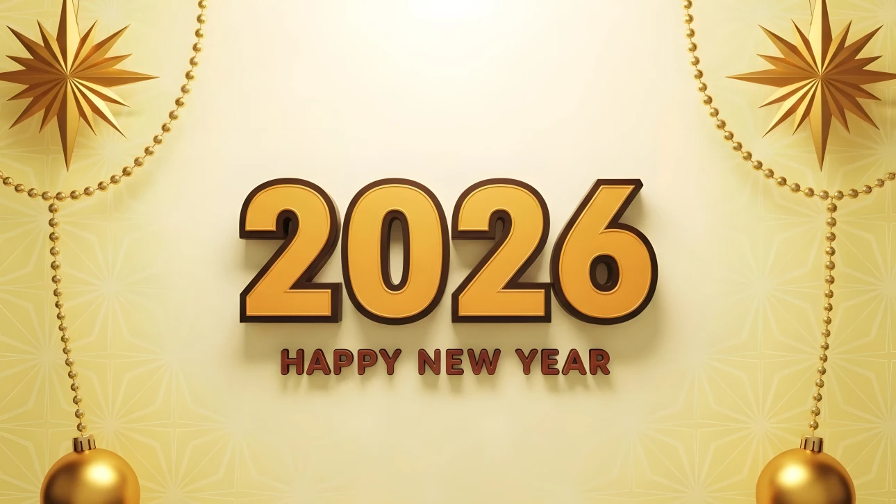 Celebrate 2026 with this elegant golden New Year design. Enhance your festive projects with this premium design asset, perfect for upscale holiday promotions.