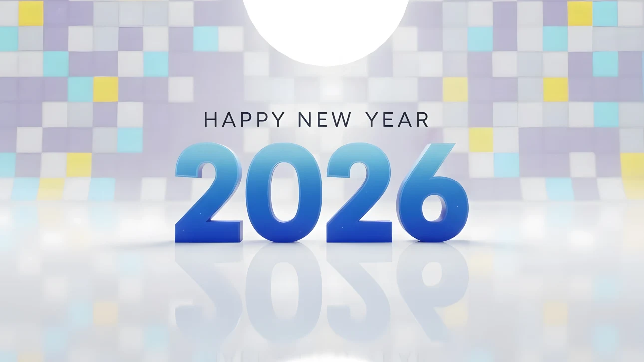 Elevate your New Year's designs with this striking 2026 illustration featuring vibrant blue numbers. Perfect for creating festive greetings and digital marketing assets.