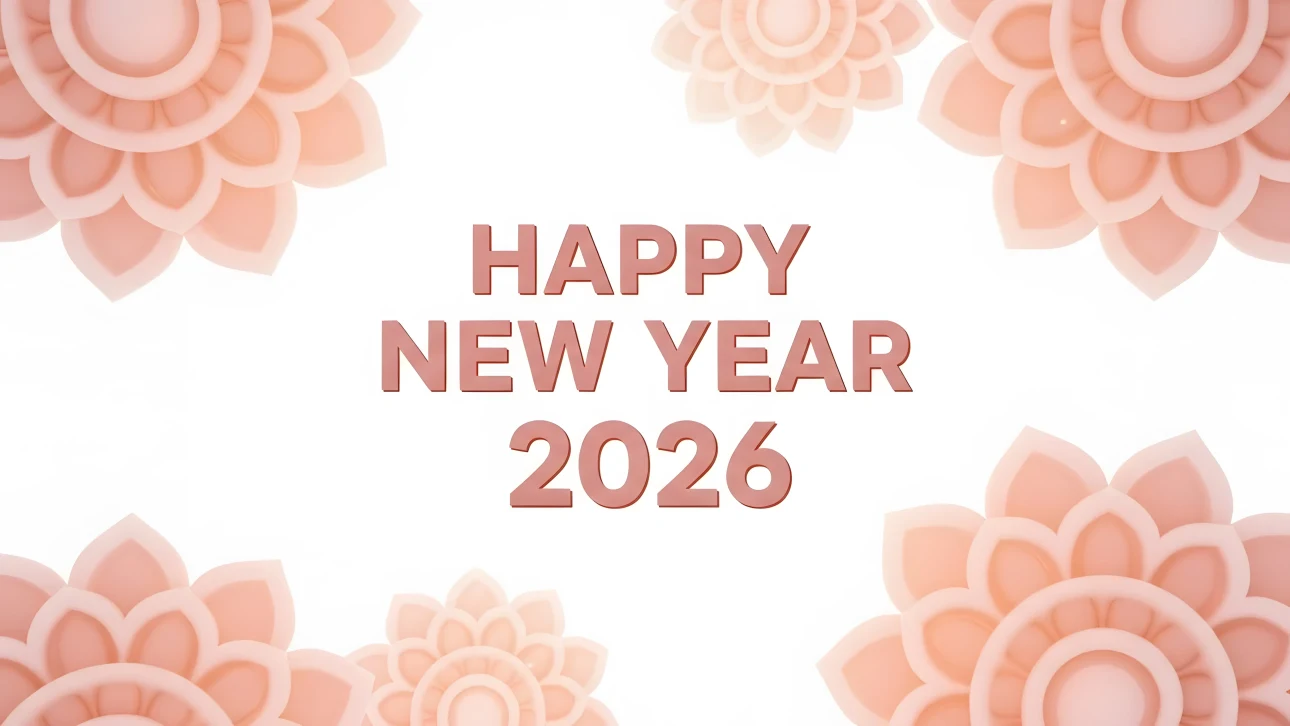 Elevate your New Year designs with this festive illustration featuring floral accents. Perfect for high-resolution digital banners and greeting cards.