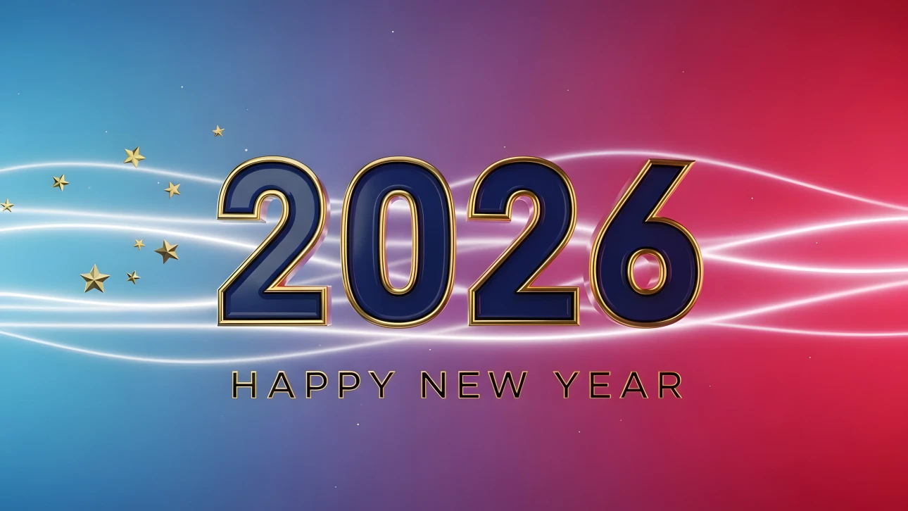 Elevate your New Year designs with this 2026 illustration featuring elegant gold accents, perfect for premium holiday promotions and digital greetings. Ready for instant use.