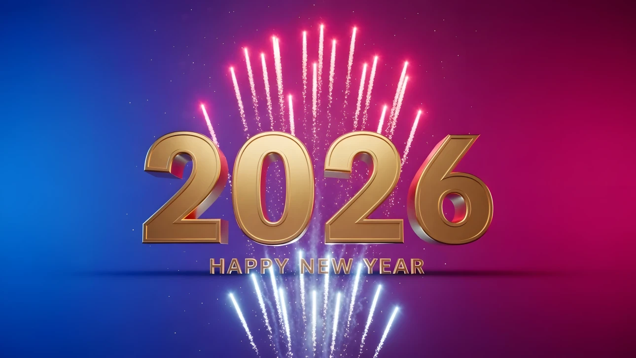 Elevate your New Year designs with this 2026 illustration featuring festive fireworks. A premium design asset ready for instant commercial use.