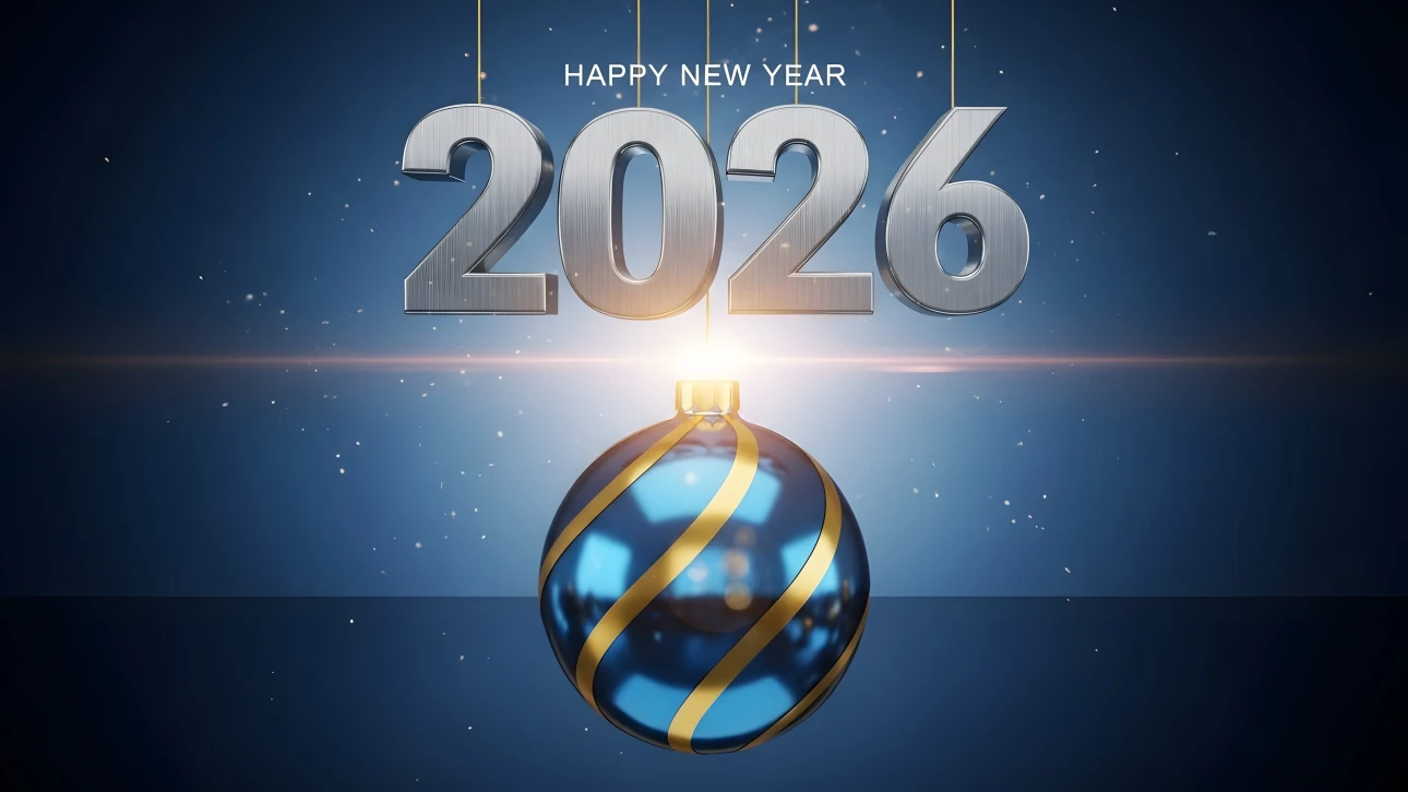 Elevate your holiday designs with this 2026 New Year image featuring a striking ornament. Perfect for creating impactful seasonal campaigns and greetings.