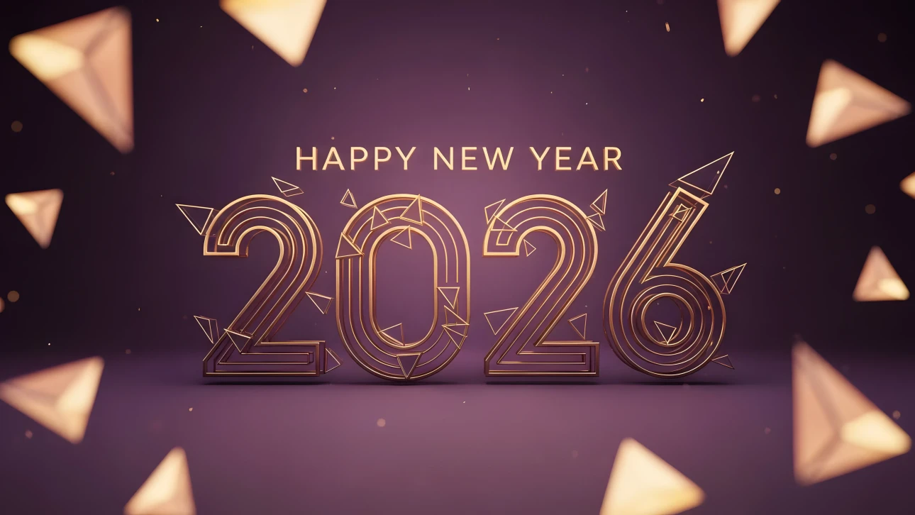 Elevate your holiday designs with this luxurious 2026 New Year illustration featuring geometric accents, perfect for premium seasonal campaigns.