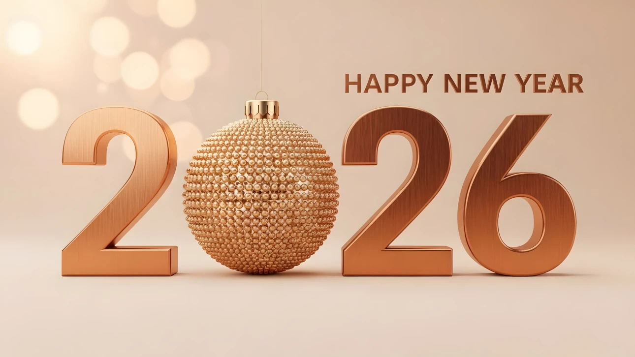 Elevate your festive designs with this 2026 New Year illustration featuring a golden ornament. Perfect for high-end seasonal campaigns and digital greetings.