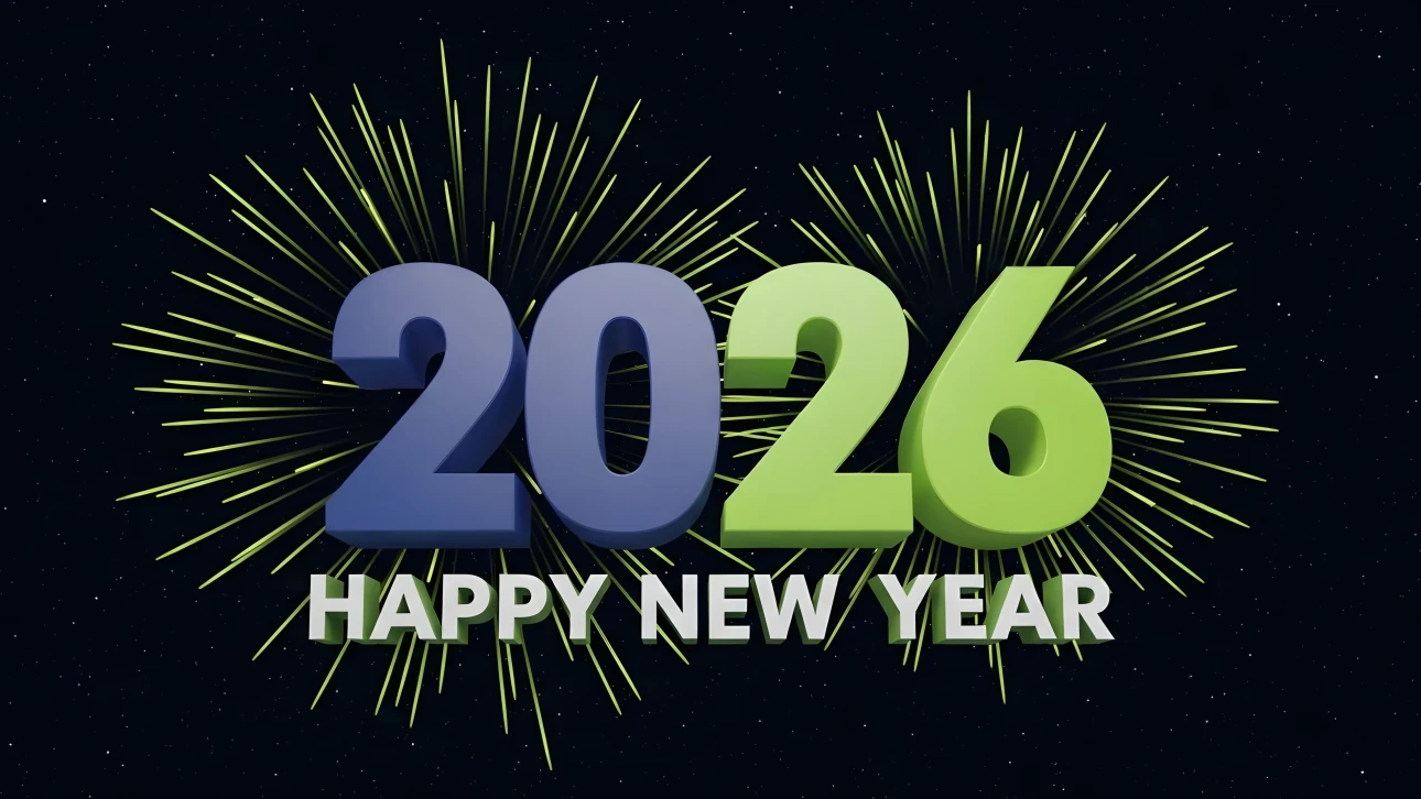 Elevate your holiday designs with this 2026 New Year illustration featuring festive fireworks. Perfect for creating memorable seasonal greetings.