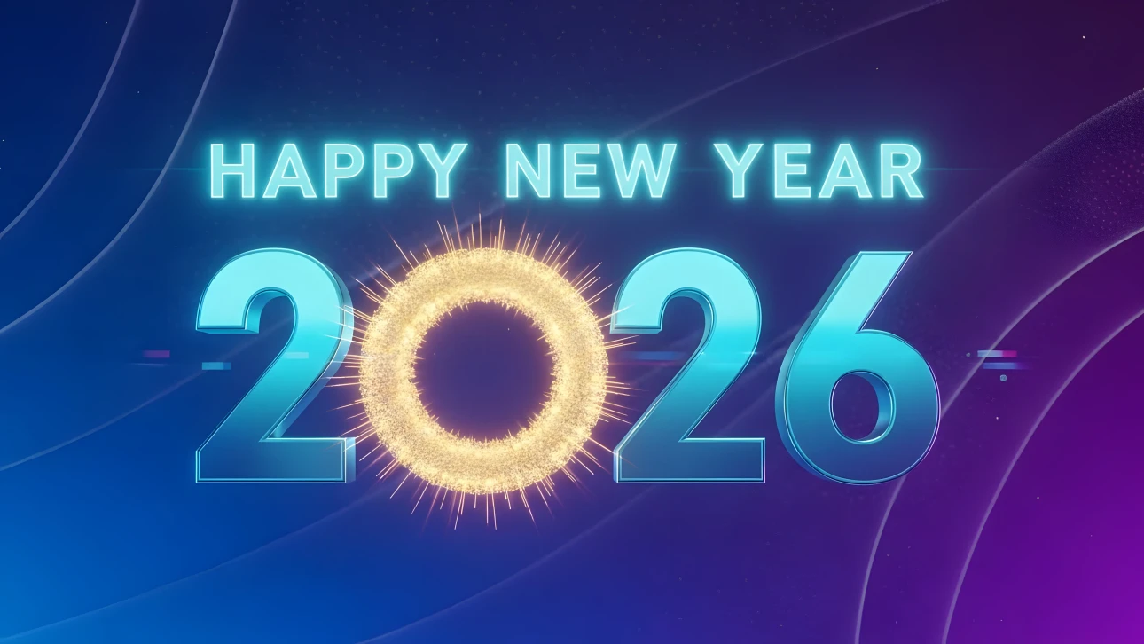 Elevate your designs with this vibrant 2026 New Year illustration featuring a sparkling ring. Perfect for festive greetings and digital promotions.