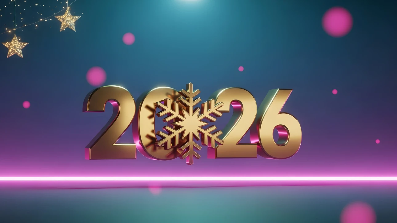 Elevate your designs with this 2026 golden number featuring a snowflake. A premium design asset ready for instant commercial use.