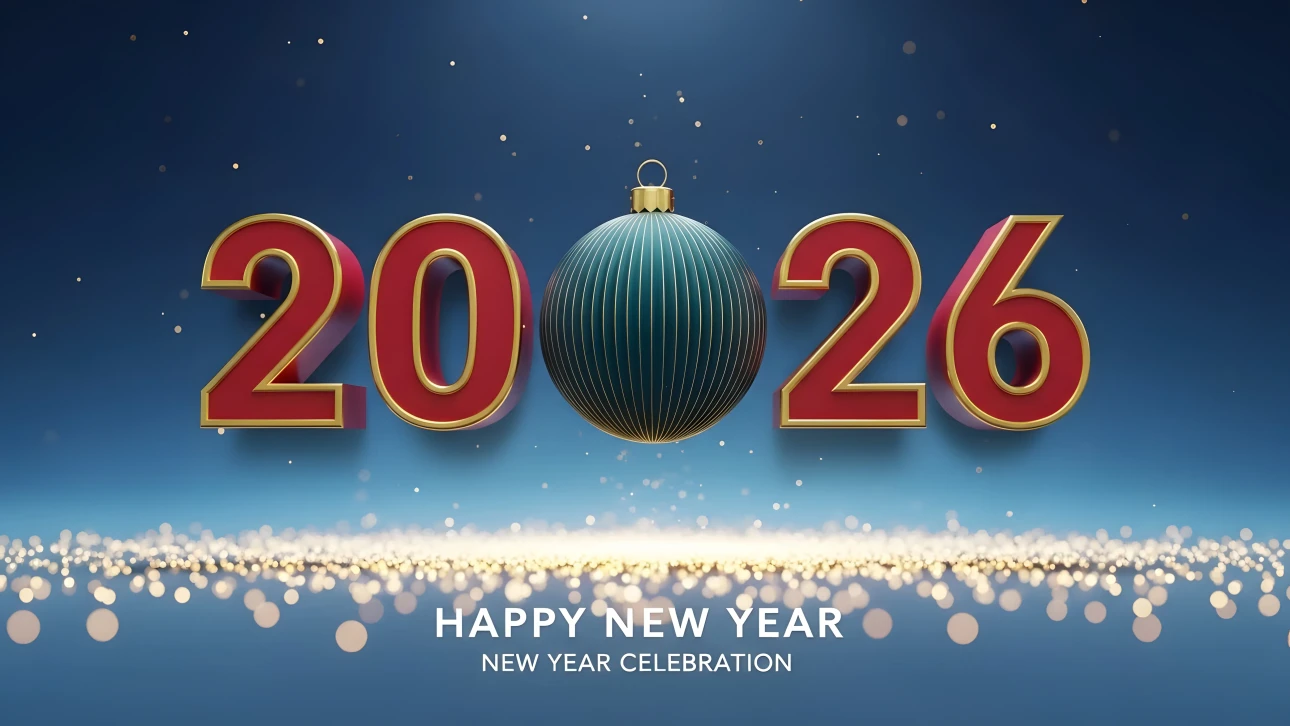 Elevate your holiday designs with this 2026 New Year illustration featuring a festive ornament. A premium design asset ready for instant commercial use.