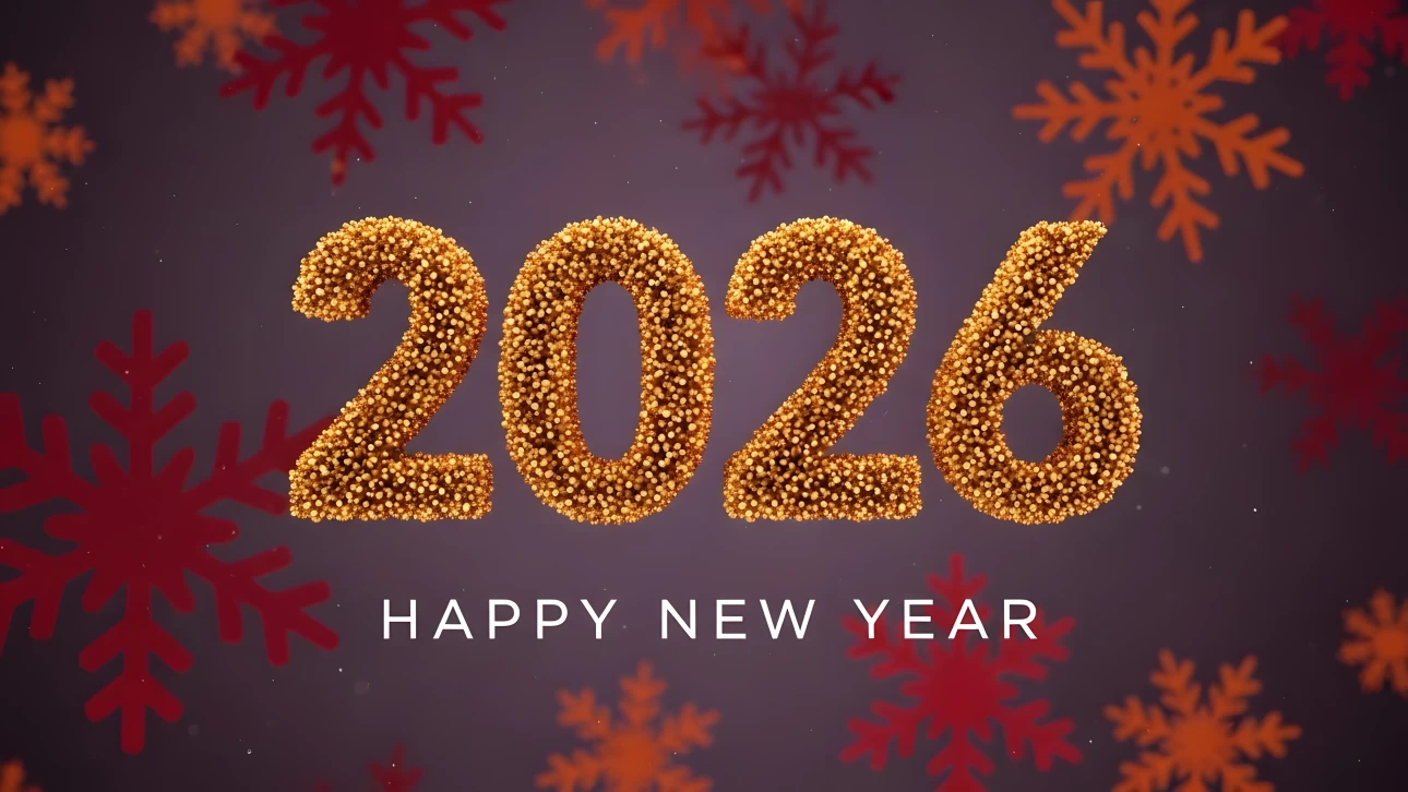 Elevate your holiday designs with this 2026 New Year illustration featuring golden textures and snowflakes. Perfect for premium seasonal campaigns.