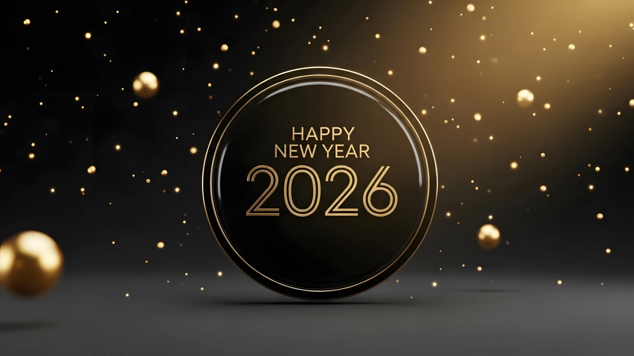 Elevate your New Year designs with this luxurious 2026 illustration featuring gold accents. Perfect for high-end branding and festive digital campaigns.