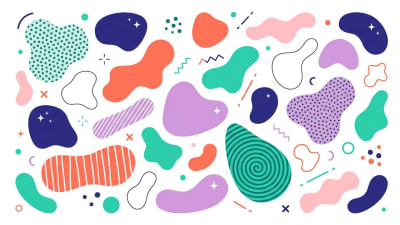 Memphis Style Abstract Shapes Vector Set  Colorful Modern Design Elements