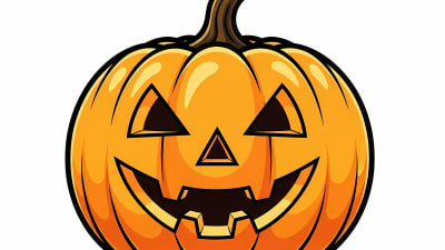 Vibrant Jack O' Lantern Halloween Pumpkin Free Vector Illustration