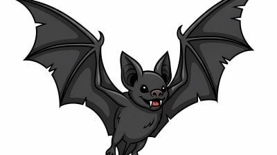 Cute Cartoon Flying Bat Character Free Vector Illustration