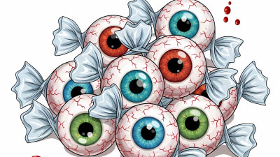 Creepy Eyeball Candy Pile Free Vector Illustration for Halloween