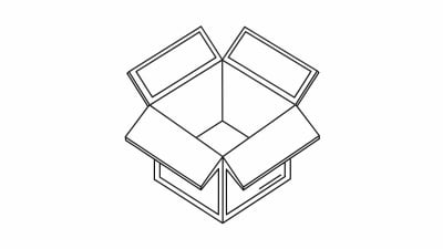 Open Cardboard Box Free Vector Outline Icon Isometric Packaging Illustration