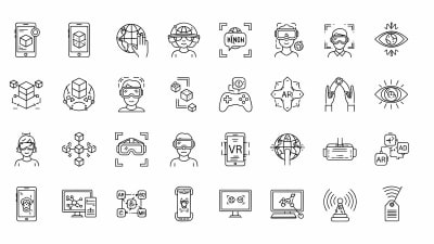 AR VR XR Metaverse Technology Icons Free Vector