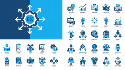 Business Process & Growth Icons Set Free Vector