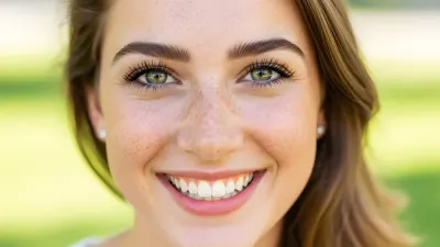 Close up of a Smiling Young Woman with Freckles in Natural Light