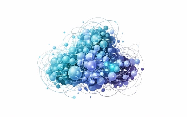 Explore this vibrant abstract tech network cloud vector.