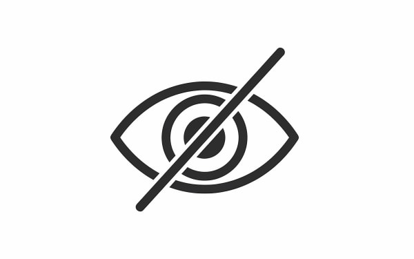 Download this versatile eye icon with a strike-through, symbolizing hidden, invisible, or privacy settings.