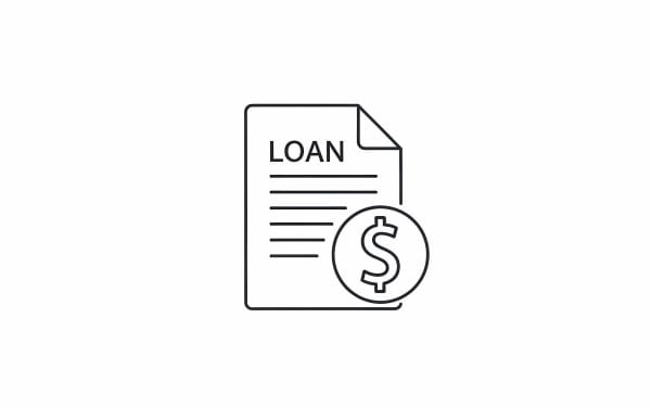 Download this clean free vector icon of a loan document with a dollar sign. Perfect for financial, banking, and business-related designs.