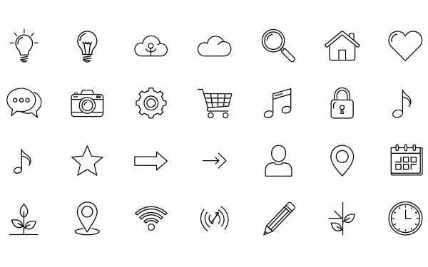 Discover a versatile collection of minimalist line icons for web and app UI/UX design.