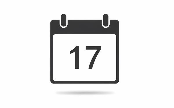 Download this minimalist calendar icon featuring the number 17. Perfect for highlighting dates, appointments, or deadlines in your projects.
