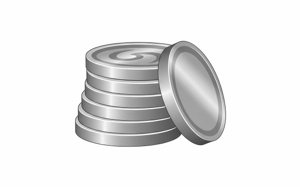 Download this versatile free vector illustration of a stack of silver coins with one leaning.