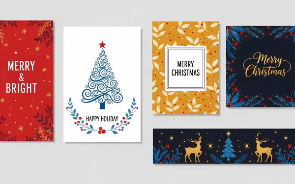 Discover a delightful collection of festive Christmas and holiday vector designs perfect for cards, banners, and digital greetings.