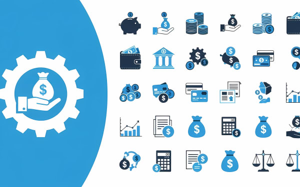 Explore a comprehensive collection of finance and money icons, perfect for business, banking, investment, and financial planning designs.