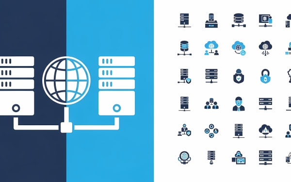 Explore a versatile set of free vector icons covering data networking, cloud computing, servers, and IT security concepts.