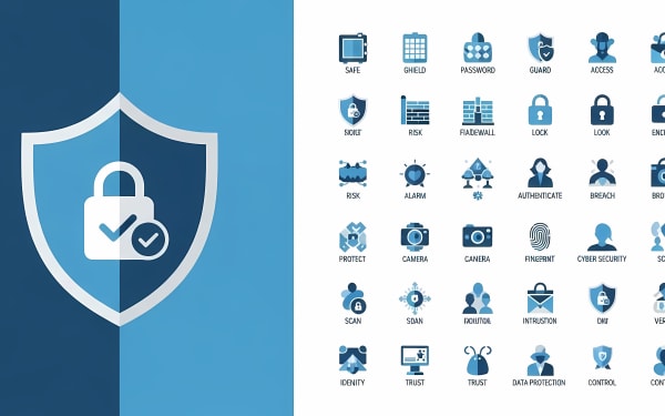 Explore a comprehensive collection of flat design vector icons for cyber security, data protection, and digital safety concepts.