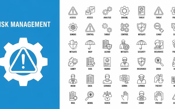 Download this comprehensive free vector icon set for risk management.