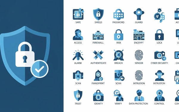 Download this comprehensive set of flat design cybersecurity and data protection icons. Perfect for digital projects needing secure themes.