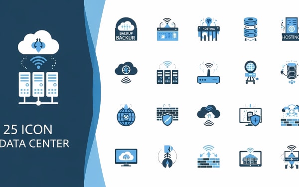 Download this comprehensive set of 25 data center and cloud computing icons. Perfect for web, app, and presentation designs. Vector included.