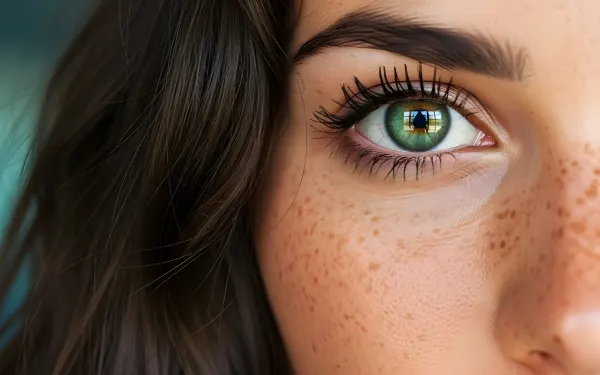 Explore the mesmerizing detail of this emerald eye, reflecting a tranquil window scene.