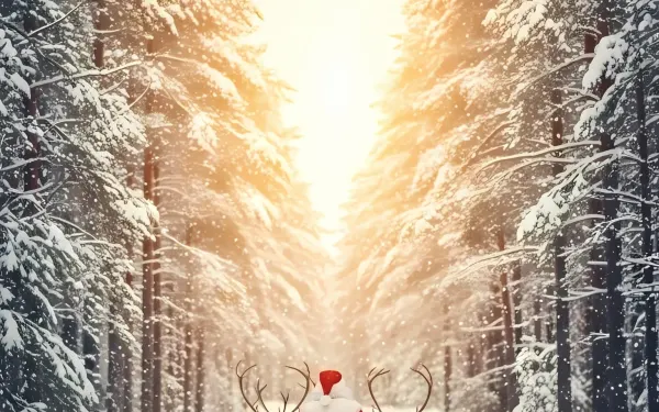 Evoke festive wonder with this scenic Christmas image featuring Santa and reindeer. Ideal for holiday promotions or heartwarming greeting cards. Ready for seasonal designs.