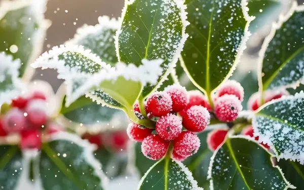 Elevate your festive designs with this wintery holly berries image, perfect for holiday cards, bringing a touch of seasonal cheer and natural beauty. Ready for use.