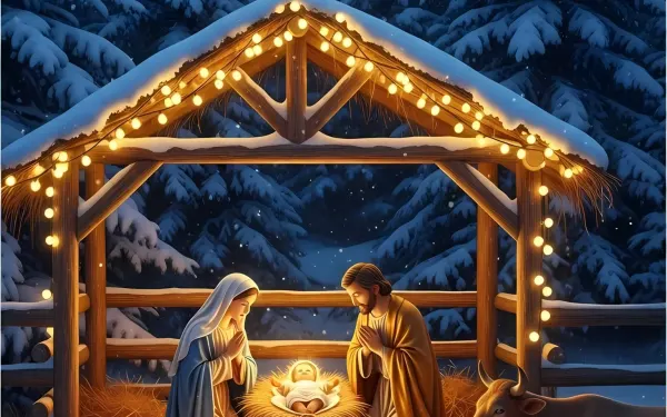 Evoke the spirit of Christmas with this nativity scene. Perfect for holiday cards, church bulletins, and inspirational designs. Ready for high-resolution projects.