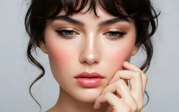 Enhance your designs with this portrait featuring a woman with elegant makeup and soft lighting. Perfect for beauty and fashion projects ready for commercial use.