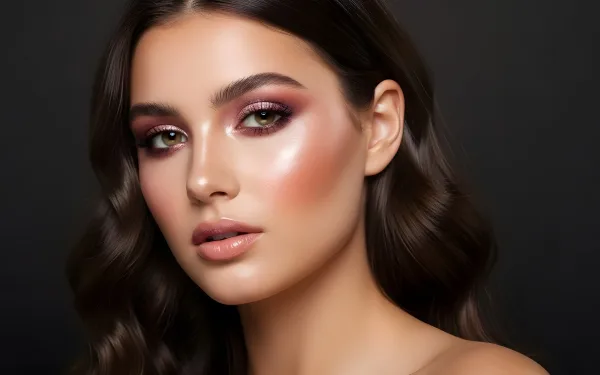 Elevate your beauty designs with this stunning portrait featuring flawless makeup and radiant skin. Perfect for high-fashion editorials and luxury cosmetic campaigns.
